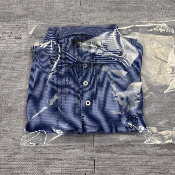 RLX Ralph Lauren Polo Shirt Men’s Size XL Blue Striped Dallas Country Club Golf - Picture 10 of 10